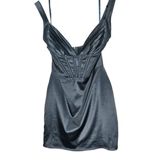 Windsor Emerald Green Satin Corset Mini Dress Pleated Bust S Bodycon Cocktail